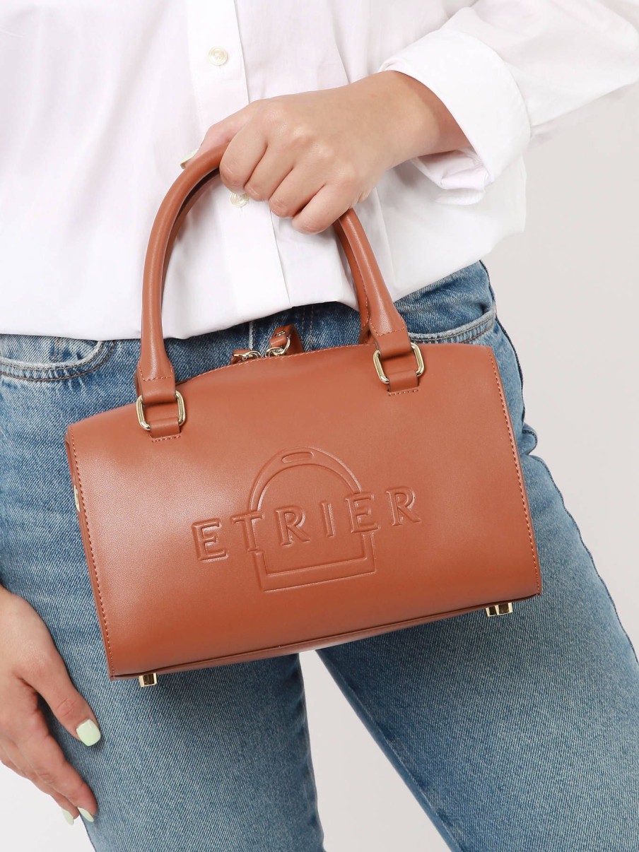 Femme Etrier | Sac Porte Main Fulgurant Cuir Noisette