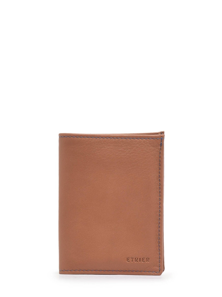 Homme Etrier | Portefeuille Porte-Monnaie Cuir Cuir Camel Bleu