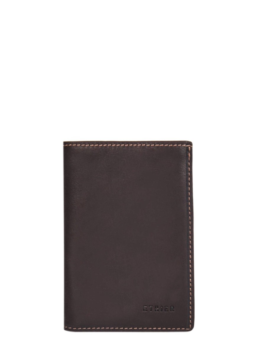 Homme Etrier | Portefeuille Porte-Monnaie Cuir Marron Fonce