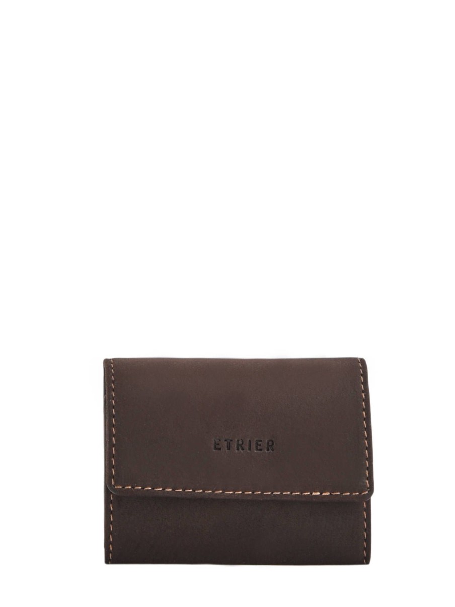 Homme Etrier | Porte Monnaie Oil Cuir Marron Fonce