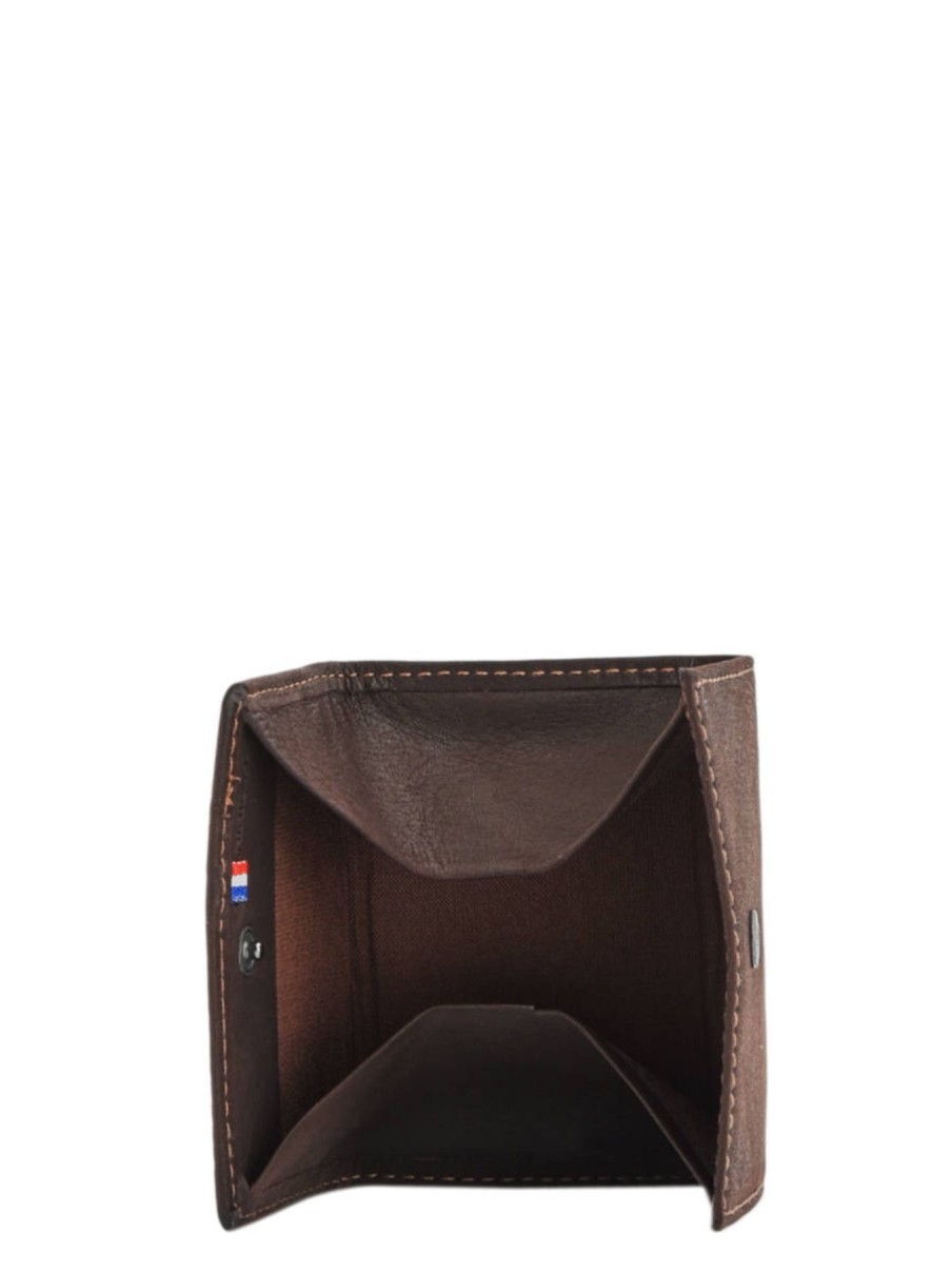 Homme Etrier | Porte Monnaie Oil Cuir Marron Fonce