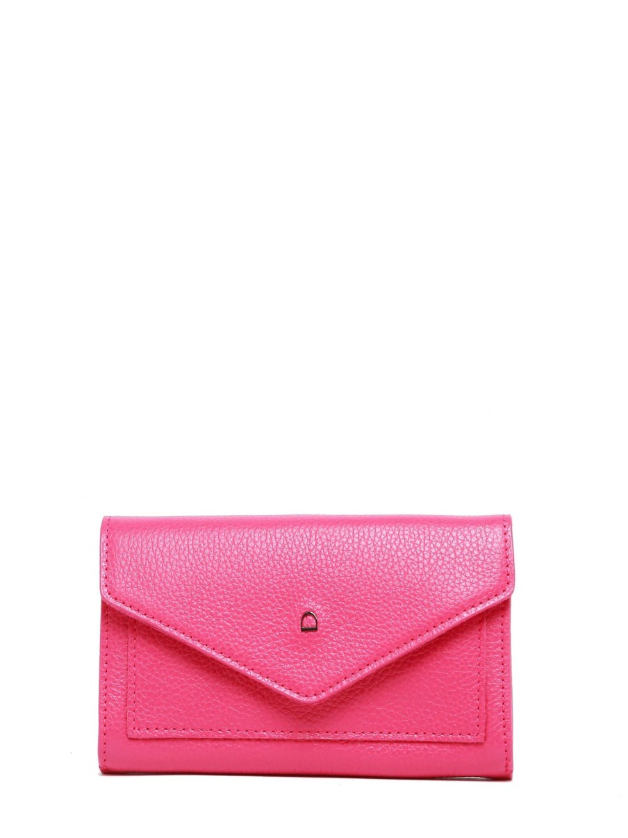 Femme Etrier | Porte-Monnaie Madras Cuir Fushia