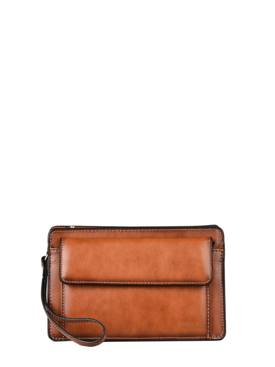 Homme Etrier | Pochette Homme 2 Compartiments Cuir Chataigne