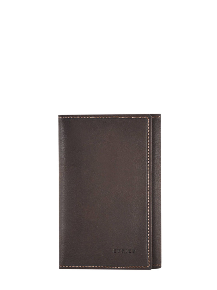 Homme Etrier | Porte-Papiers Porte-Cartes Cuir Marron Fonce