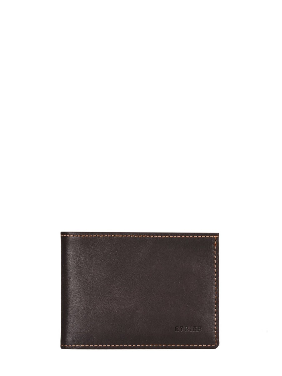 Homme Etrier | Portefeuille Porte-Cartes Cuir Cuir Marron Fonce