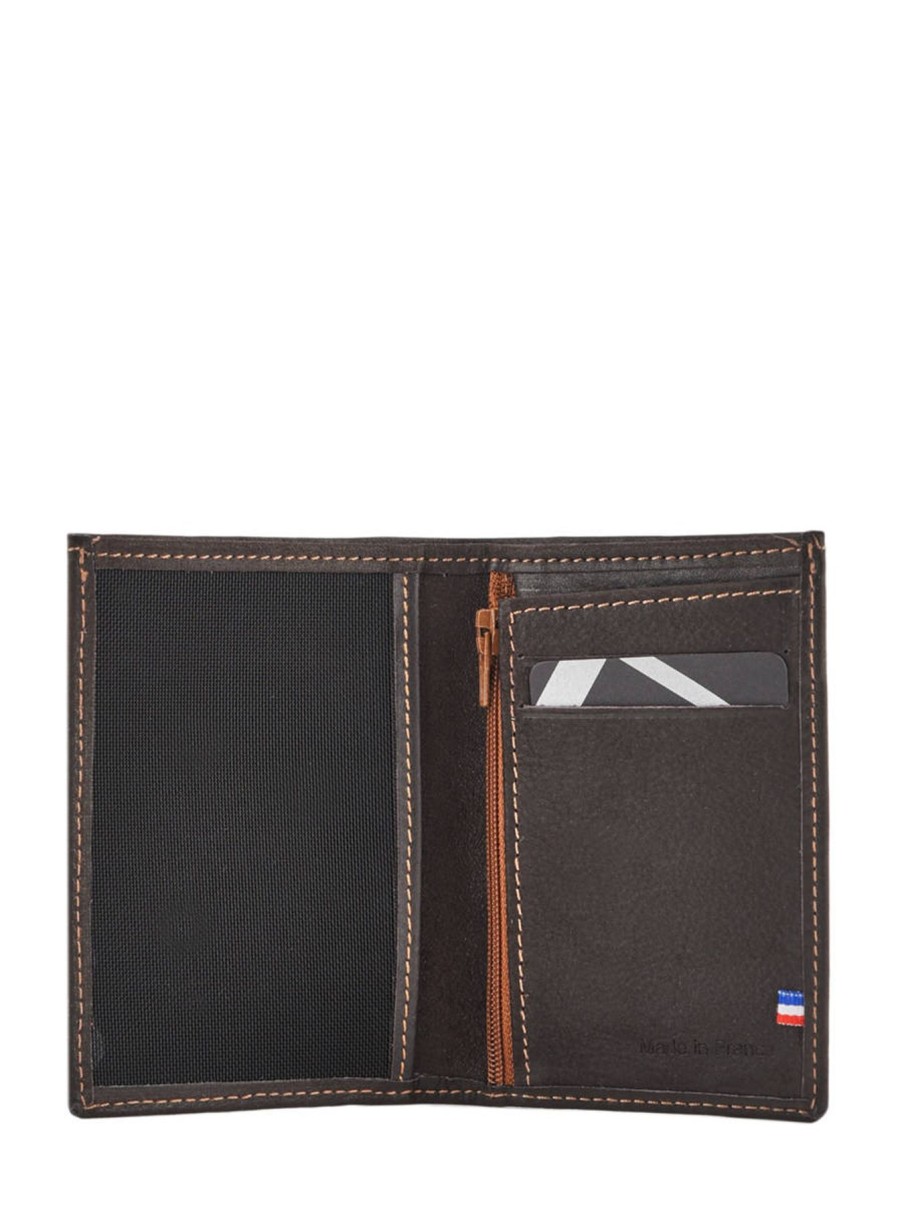 Homme Etrier | Portefeuille Porte-Monnaie Cuir Cuir Marron Fonce