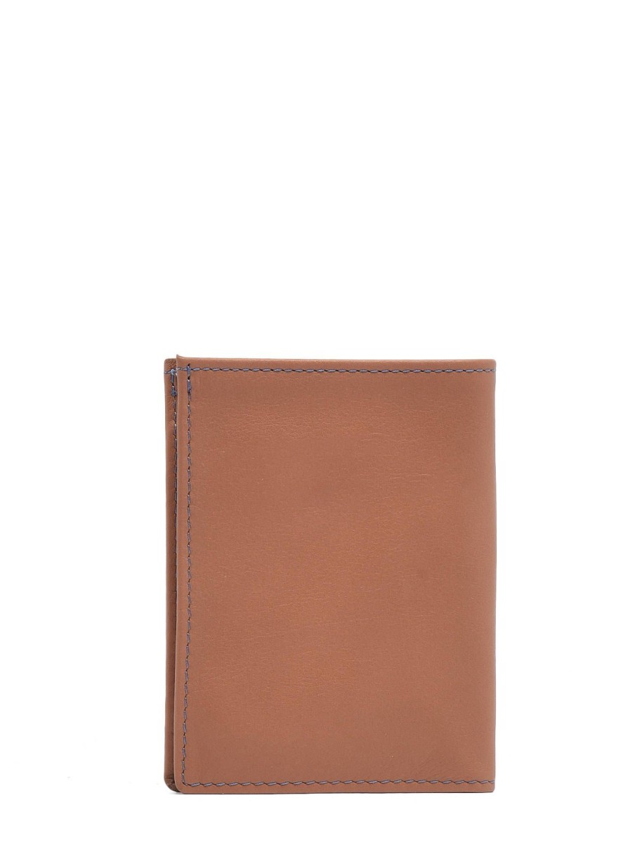 Homme Etrier | Portefeuille Porte-Cartes Cuir Cuir Camel Bleu