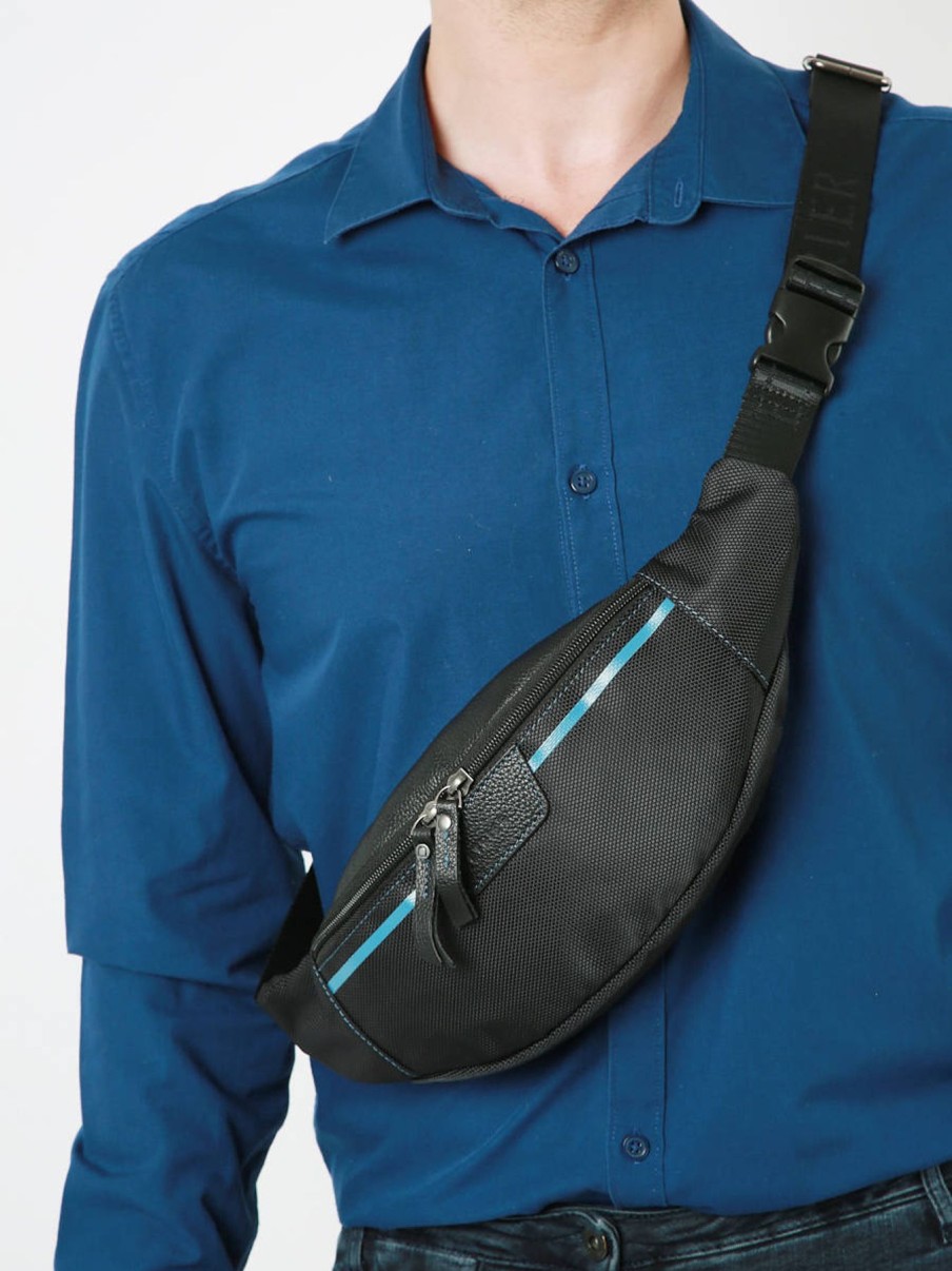 Homme Etrier | Sac Bandouliere Noir/Bleu