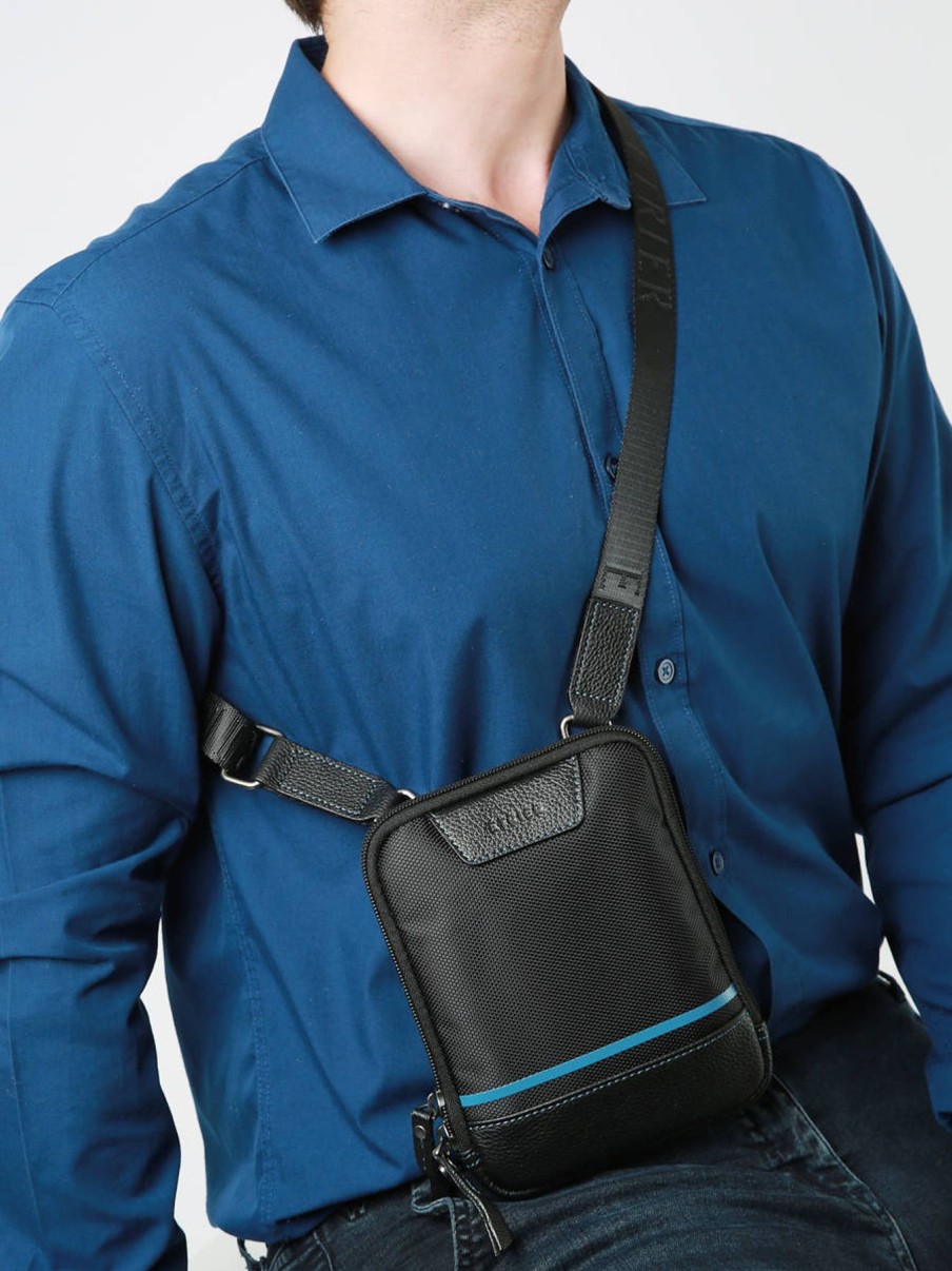 Homme Etrier | Sac Bandouliere Noir/Bleu