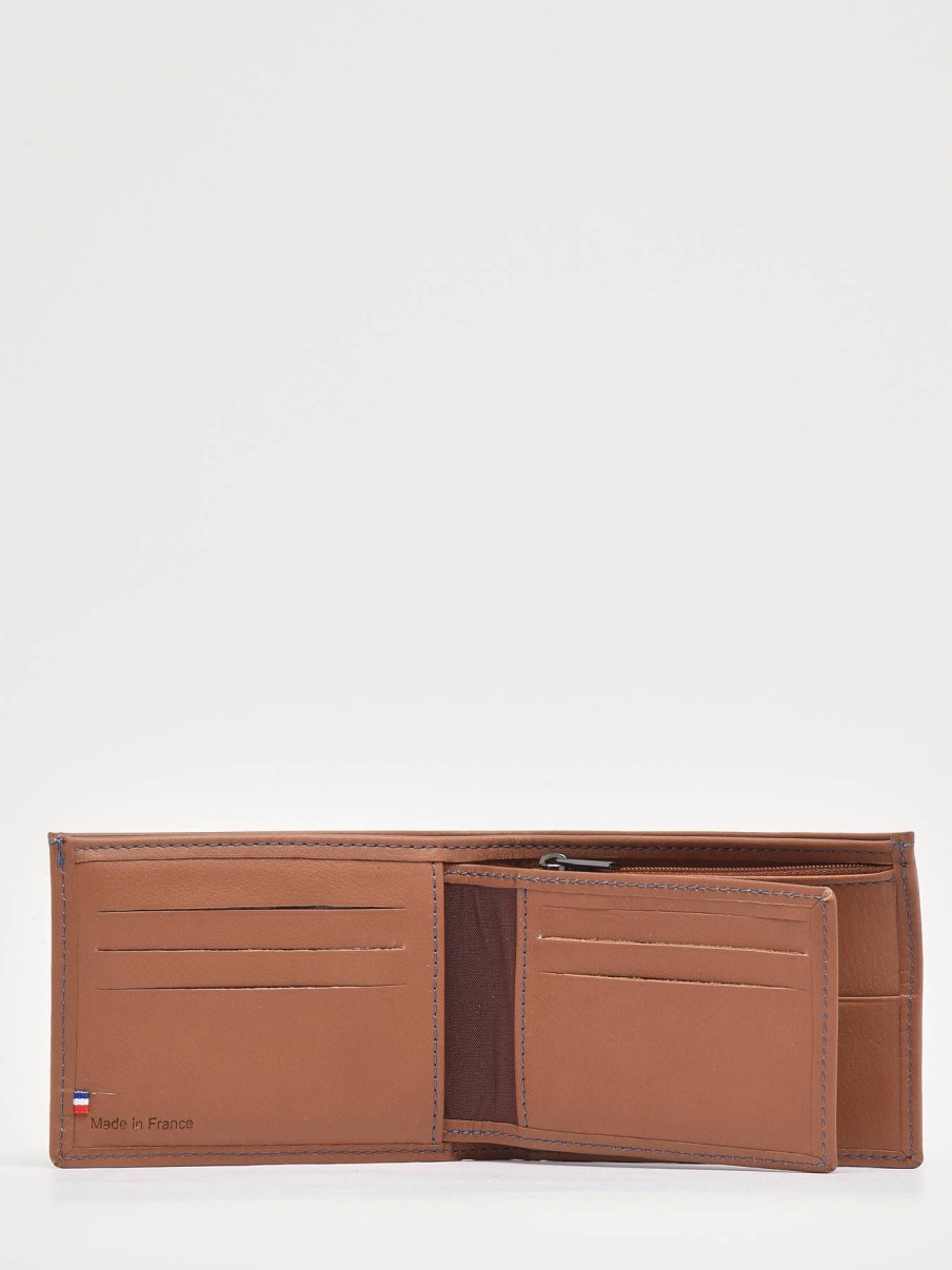 Homme Etrier | Portefeuille/Porte-Monnaie Paris Cuir Camel Bleu