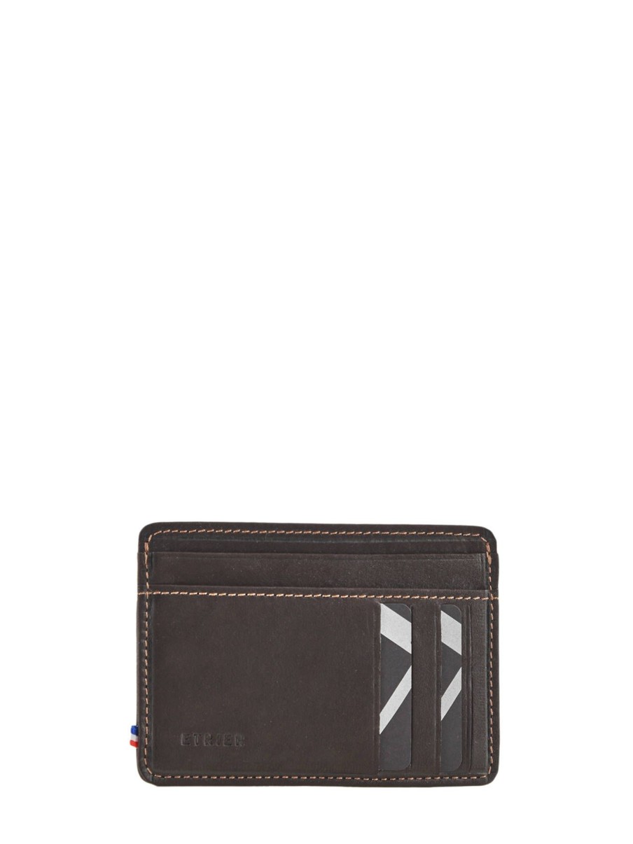 Homme Etrier | Porte-Cartes Oil Cuir Marron Fonce