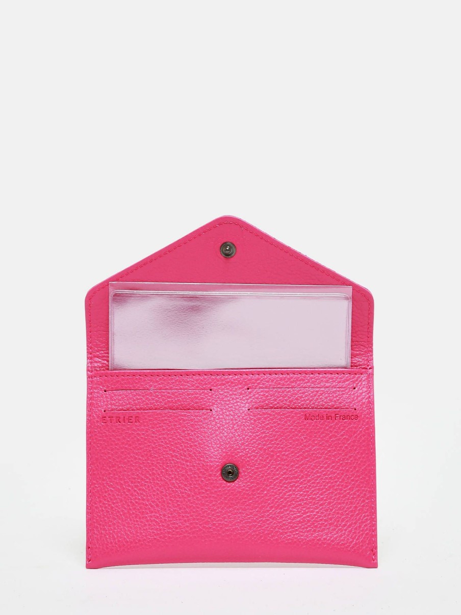 Femme Etrier | Porte-Papiers Madras Cuir Fushia