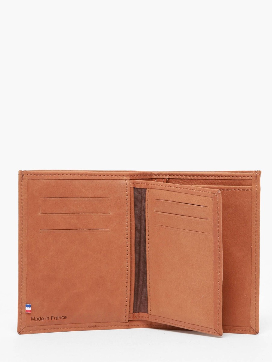 Homme Etrier | Portefeuille Porte-Monnaie Cuir Camel