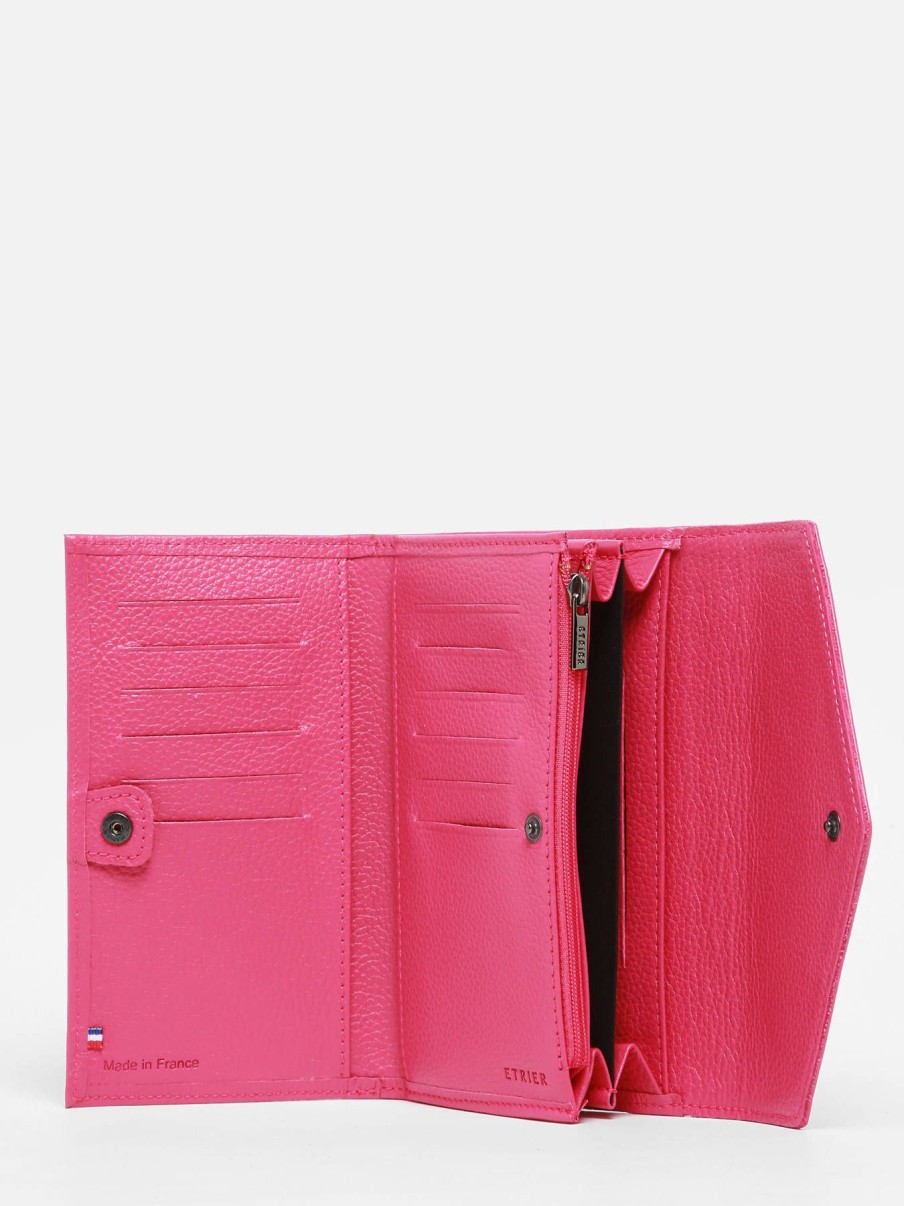 Femme Etrier | Porte Monnaie Madras Cuir Fushia