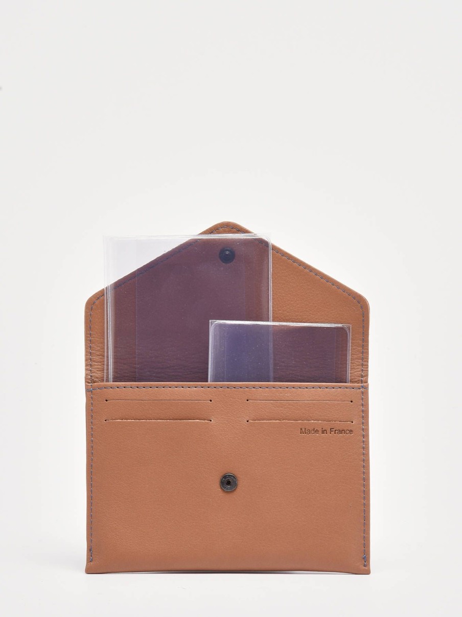 Femme Etrier | Porte-Papiers Cuir Camel Bleu