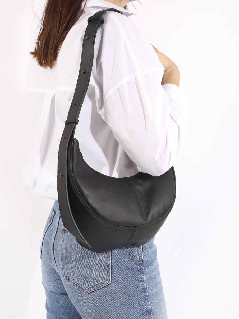 Femme Etrier | Sac Bandouliere Sosoomao Cuir Noir