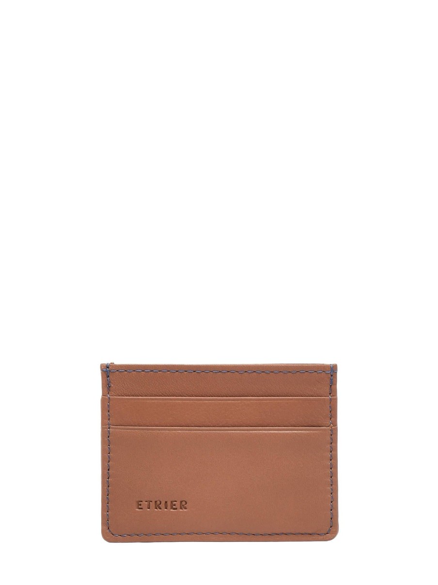 Femme Etrier | Porte-Cartes Cuir Camel Bleu