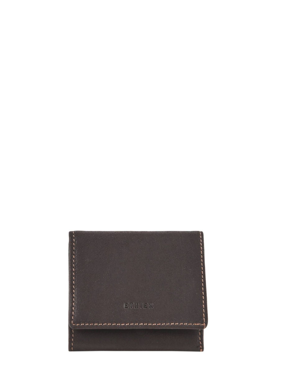 Homme Etrier | Porte-Monnaie Cuir Marron Fonce