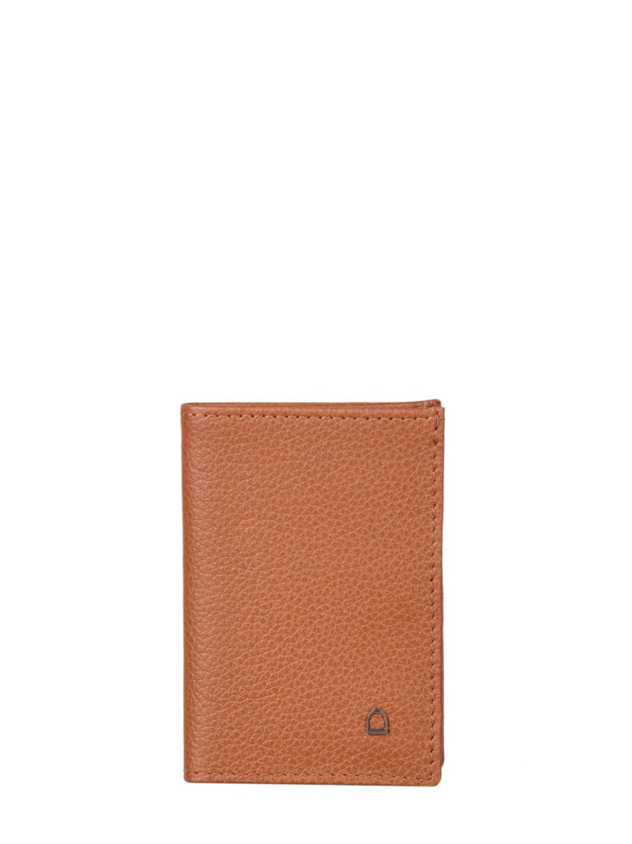 Homme Etrier | Porte-Cartes Madras Cuir Camel