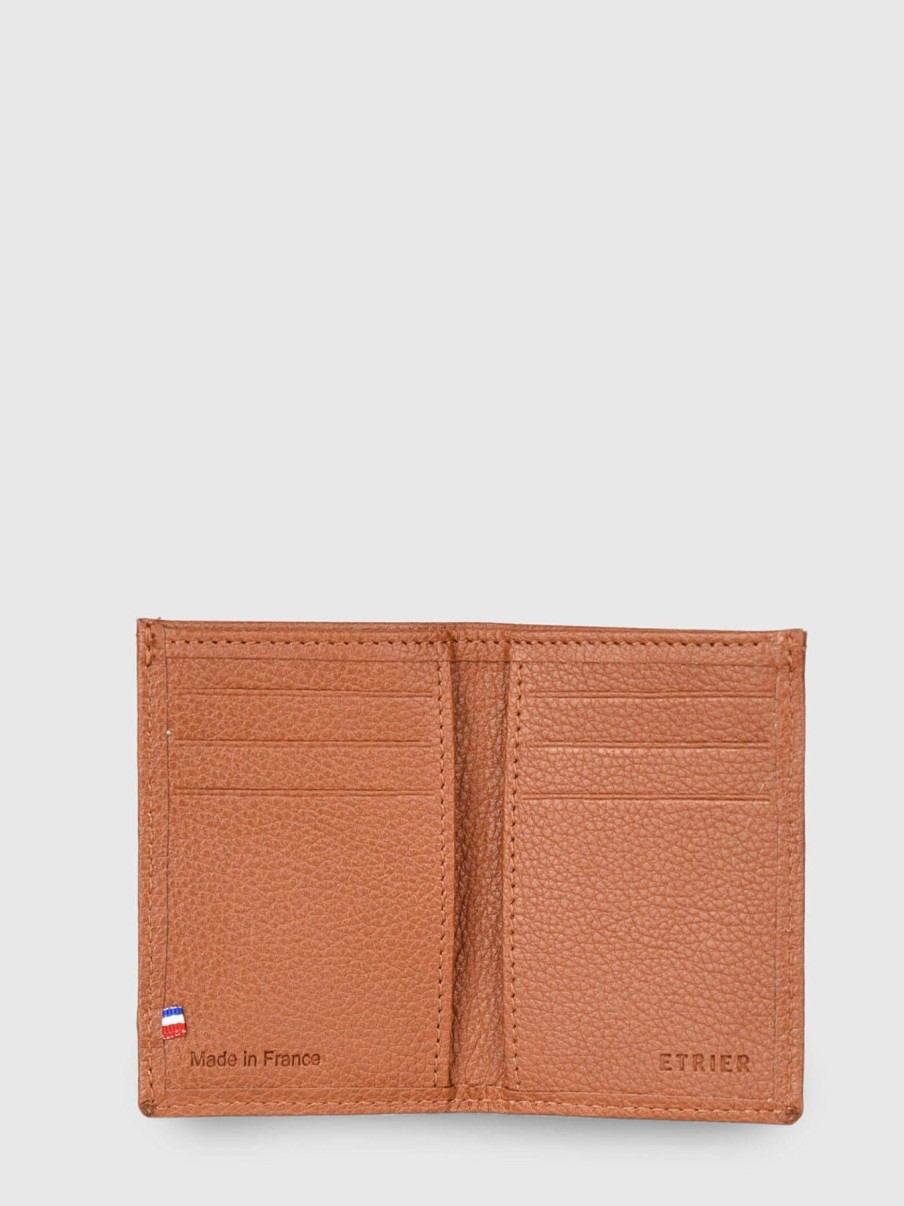 Homme Etrier | Porte-Cartes Madras Cuir Camel