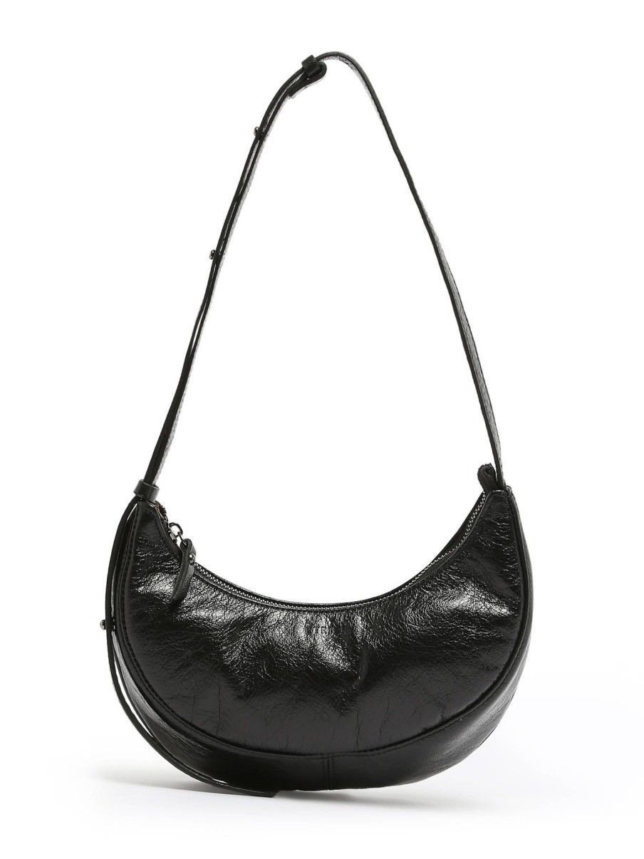 Femme Etrier | Sac Bandouliere Sosoomao Cuir Noir Irise